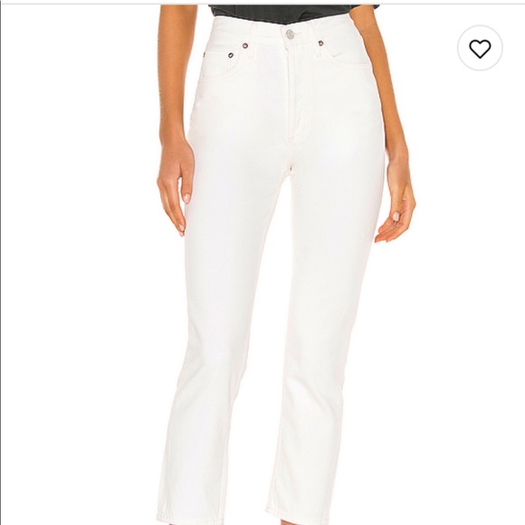 Agolde Denim - AGOLDE White Riley High Rise Straight Crop